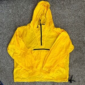 Gap‎ Anorak Windbreaker Mens XL Yellow Good Packable Hooded Quarter Zip Vintage